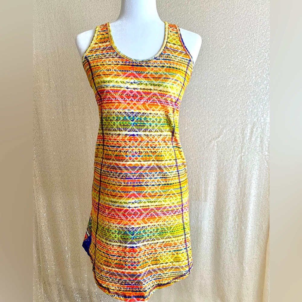 Soybu Small Multicolored Athleisure Sport Dress with Mesh Racerback